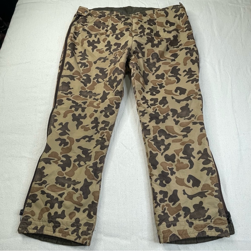 Orvis Vintage Mens Duck Camo Side Zip Hunting Pants size 38 Made in USA
